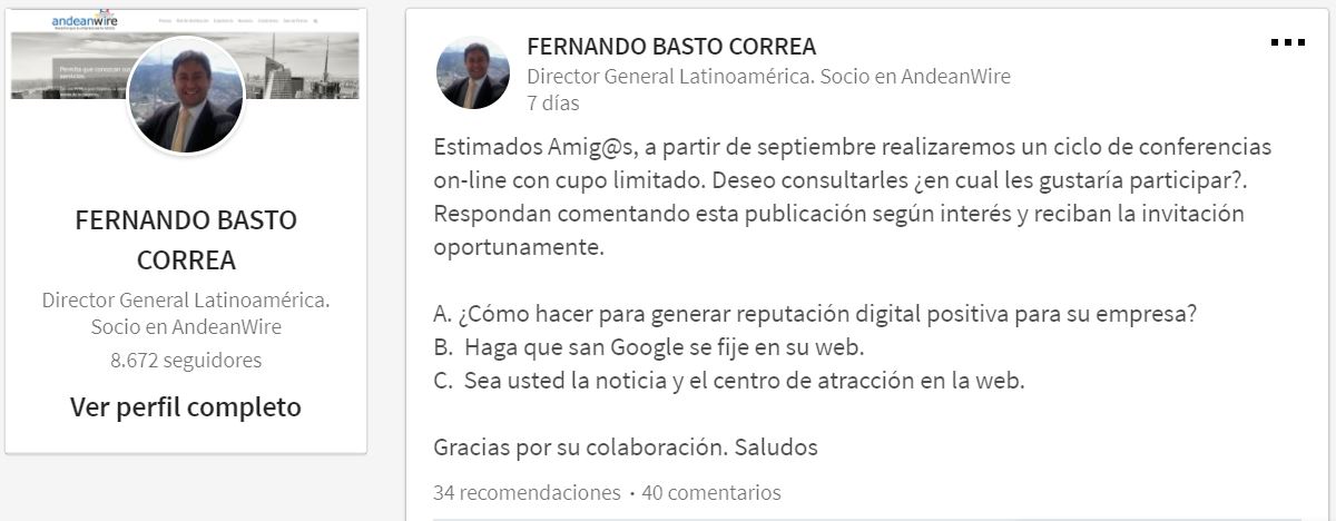 Conferencista en Mercadeo Digital Fernando Basto anuncia tres conferencias exclusivas