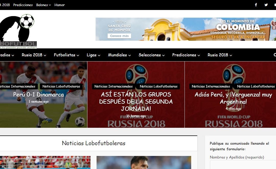 Joven colombiano de 16 años Abraham Basto, crea el portal web deportivo Lobofutbol.com